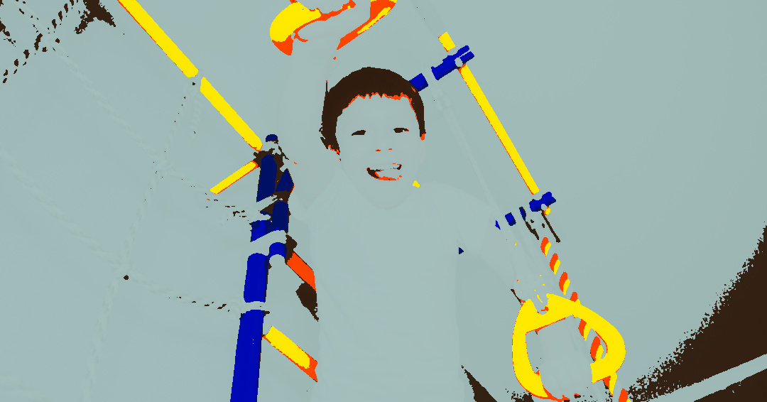 posterized pic of a child climbing on a jungle gym